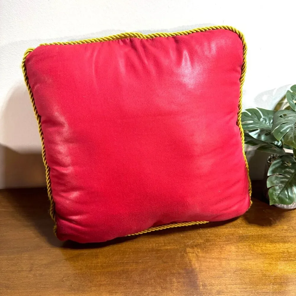 Vintage Santa Claus Throw Pillow Old World Santa Decorative Pillow Red Handmade